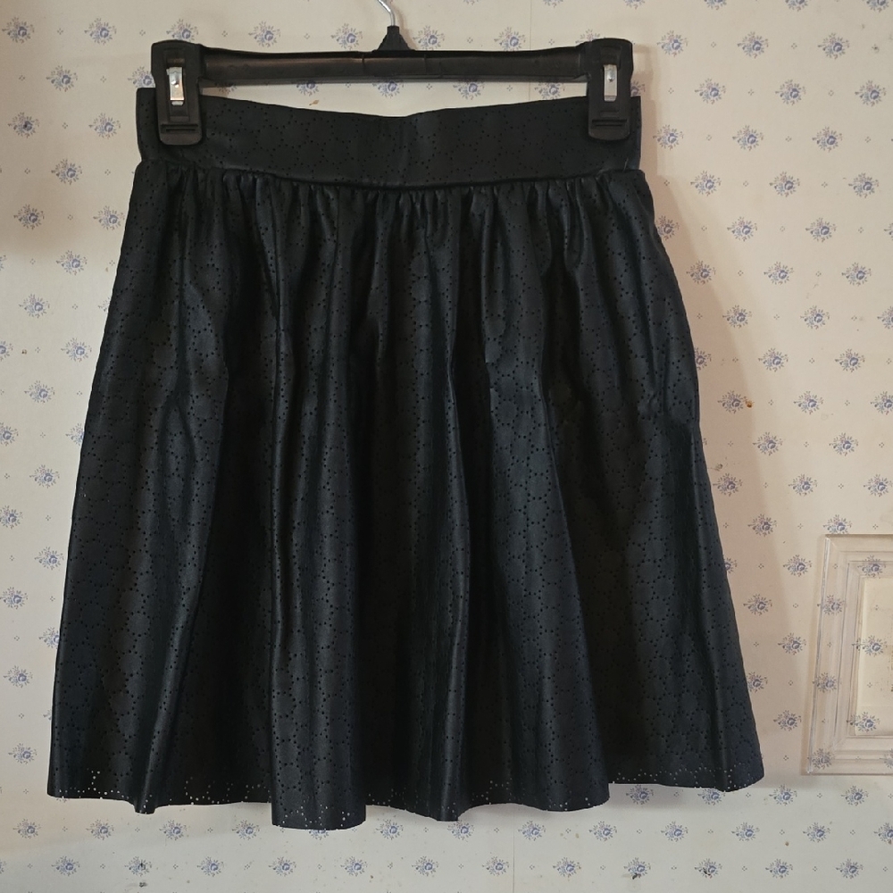 Bisou Bisou Gray Skater Skirt Knee-Length Pleated